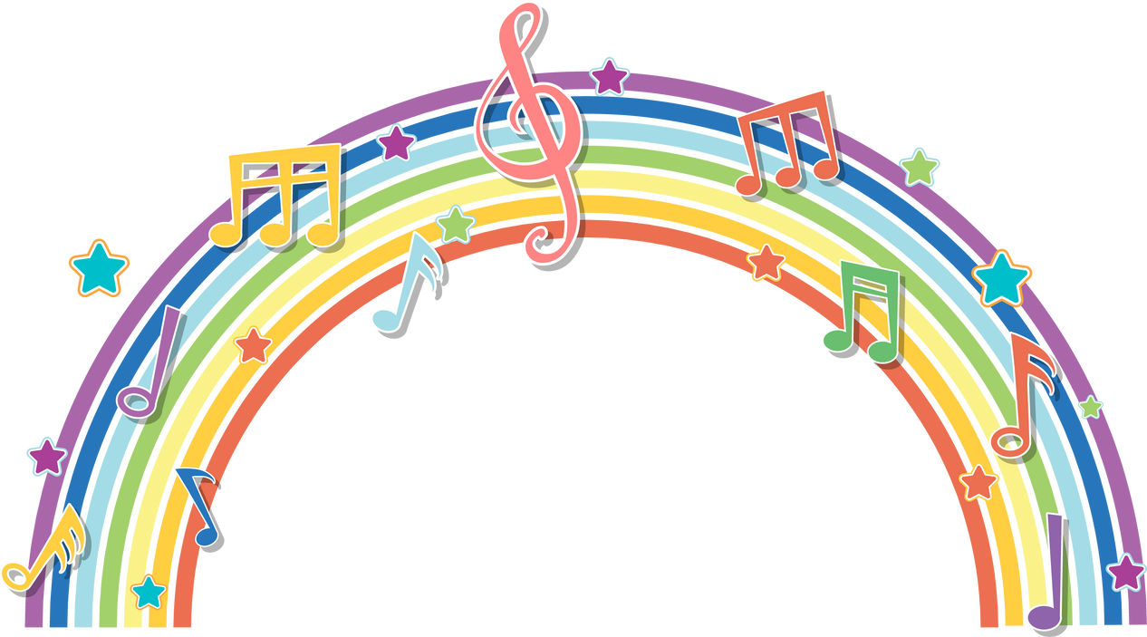 Rainbow with Music Melody Symbols